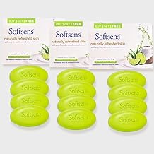 Softsens Natural Refreshed Skin Cream Bar Soap 1200g (100g each x 12) | Moisturizing Bath Soap with Aloe Vera, Cucumber & Coconut cream for Adults | Dermatologically Tested & Hypoallergenic | Paraben-Free