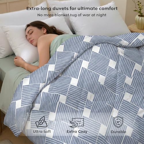 Image of AYKA Reversible AC Comforter 150 GSM Microfiber Summer Blanket Double Bed (90x100 Inches) | Checked Design Cooling Quilt for AC Room | Soft Breathable Duvet Medblue & White