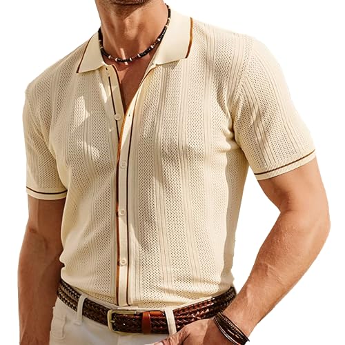 Polo en tricot vintage pour homme à manches courtes et coupe ajustée