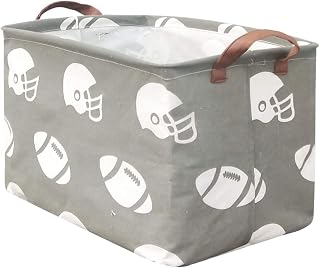 Rectangular Storage Basket,Nursery Hamper Canvas Fabric Toy Storage Organizer Bin,Waterproof Storage Box,Laundry Basket for Kid Rooms,Playroom,Shelves,Toy Basket,Gift Basket(Football)