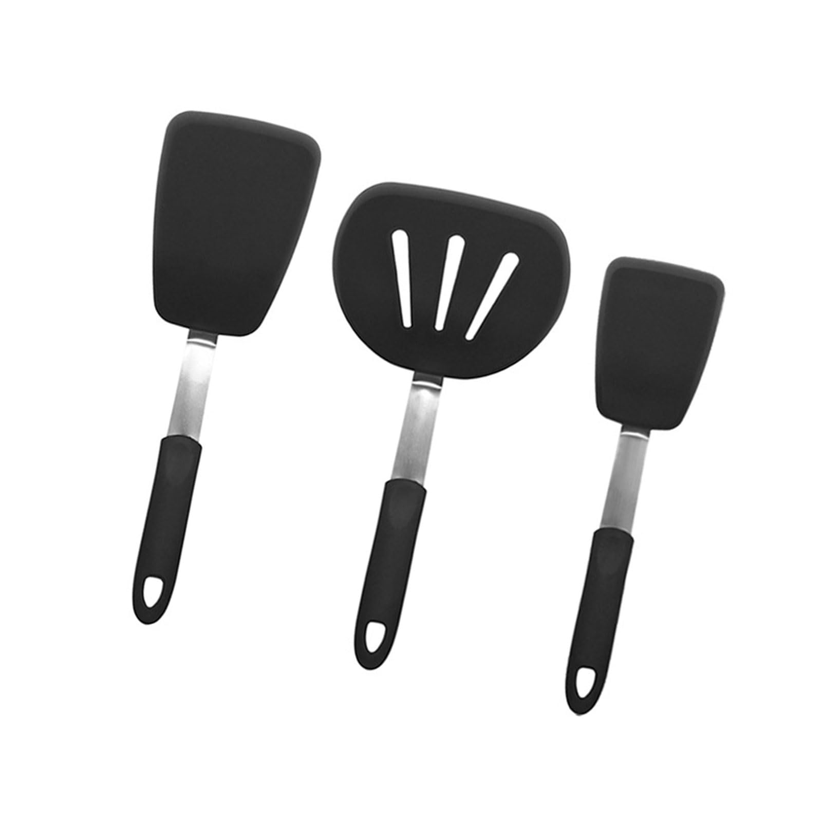 TEMOOUES Silicone Spatula Slotted Turner, Easy Ergonomic Grip for Kitchen Utensils Silicone Spatula Slotted Turner Ergonomic Handle Cooking Tool
