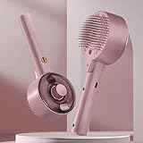 Rechargeable Pet Hair Remover & Steam Grooming Brush – Self-Cleaning Dog & Cat Hair Brush with No-Rinse Essence, Anti-Flying Hair, Spray/Sterilization, Easy to Use – 3-in-1 Grooming Tool (White/Pink) (Pink)