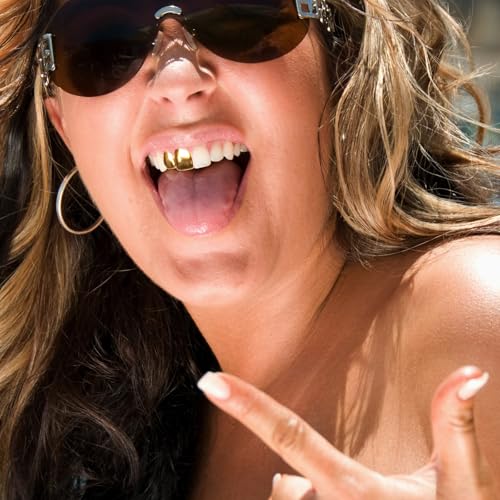 4-Piece 18K Gold-Plated Hip Hop Teeth Grillz - Fake Teeth, Single Teeth Grillz, Caps & Top Grill4