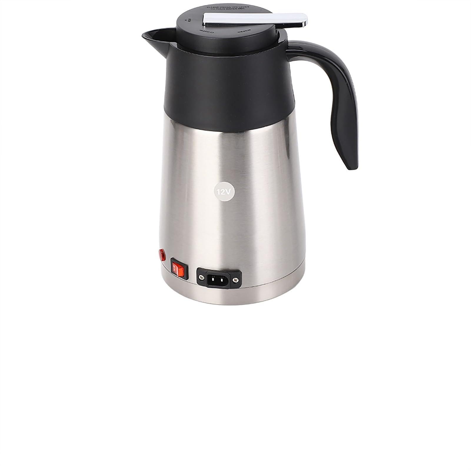 Dpofirs Hervidor de Agua para Coche, Calentador de Agua Portátil de 1200 Ml y 12 V con Tubo Interior de Acero Inoxidable, Apagado Automático para Viajes por Carretera (12V)
