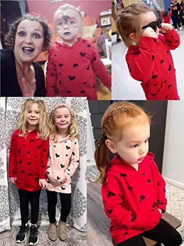 Toddler Baby Girls Hoodies Sweatshirt - Kid Valentines Outfits Allover Heart Sweater Long Pocket Sweatsuit4