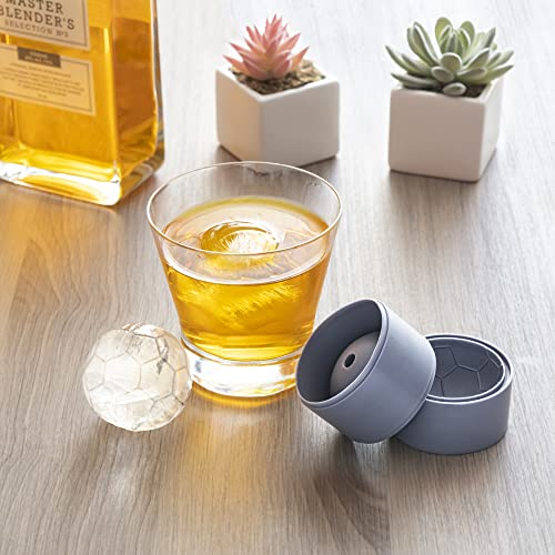 Set de 2 moldes para cubos de hielo diseño fútbol gris miniatura 2