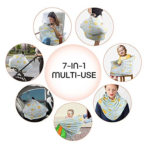 Image of Stretchy Baby Car Seat Covers for Newborns, Infant Car Canopy Extra Soft and Stretchy Nursing Covers for Moms (Shinning Night)