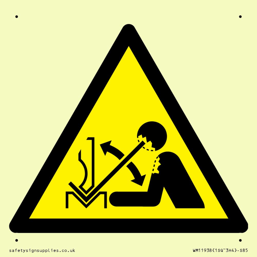 W032 Warning: Rapid movement of workpiece in press brake Sign - 85x85mm - S85