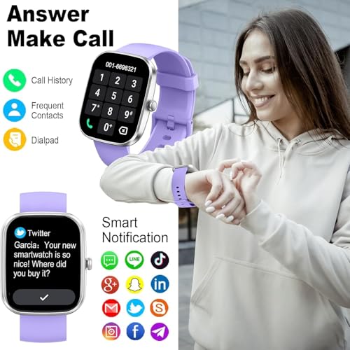 Image of Smart Watch(Answer /Make Call), 1.91 inch Smartwatch for Men Women, New Fitness Watch with 110+ Sport Modes, Fitness Activity Tracke with Pedometer /Sleep Monitor /Heart Rate /IP68 Waterproof, Silver Purple