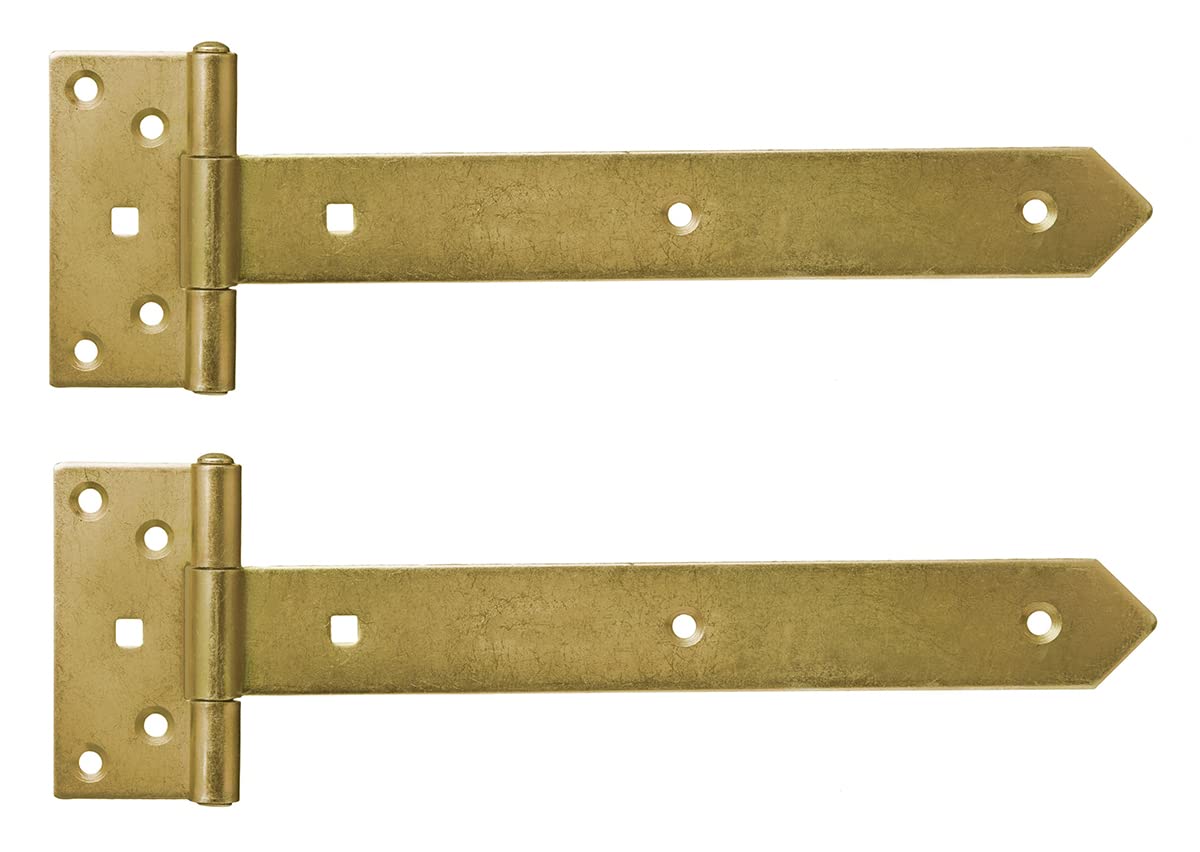 Screws City Gold 350Mm Gate Hinge Tee Hinges For External Use On Gate Doors, Shed Doors And Barn Doors T-Hinge (Pack Of 2)