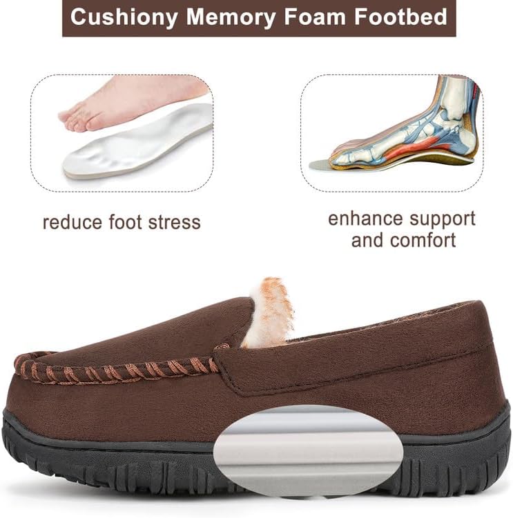 Boys & Girls Moccasin Memory Foam Kids House Slippers - Nonslip Indoor & Outdoor - Image 4