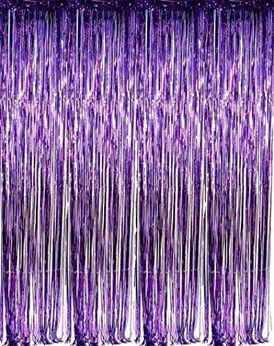 Set of 2 Purple Foil Fringe Door & Window Curtain Party Decoration 3' X 8' (36 X 96) Value by MK Trading