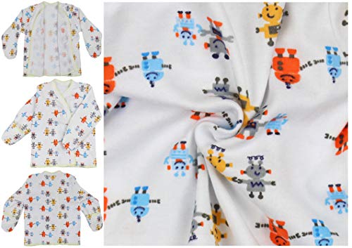 Image of ToBeInStyle Babies' 4 Pack Relaxed Fit Short or Long Sleeve Button Up Kimono Tee Swaddle Shirt