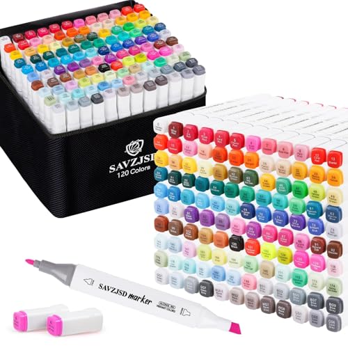 120 Colors Dual Tips Alcohol Markers Set