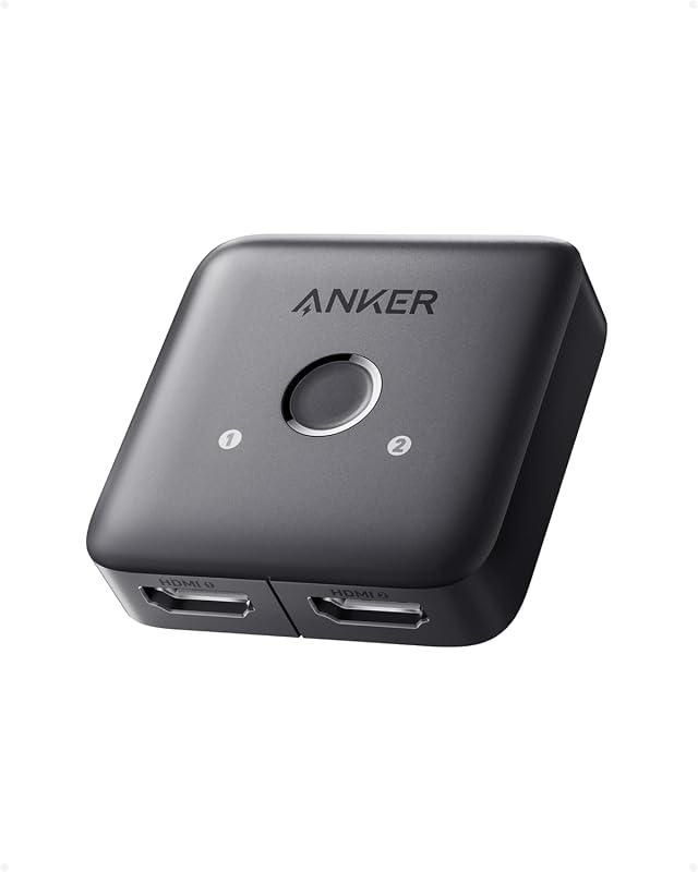 Conmutador HDMI Anker, conmutador HDMI de salida 2 en 1, conmutador de monitor con 4K@60Hz | Acabado suave, compatible con HDR/3D/Dolby, para portátiles/PC/Xbox/PS5/PS4/proyector y más