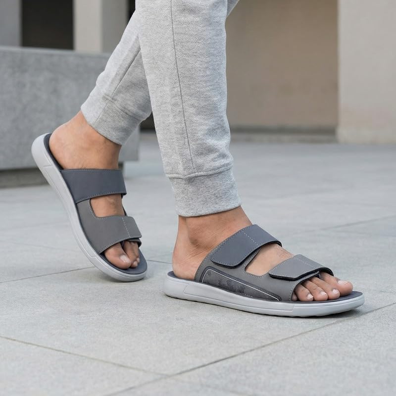WALKAROO Men's Blue Slip-On Sandals WGR53377 Blue Grey - Image 2