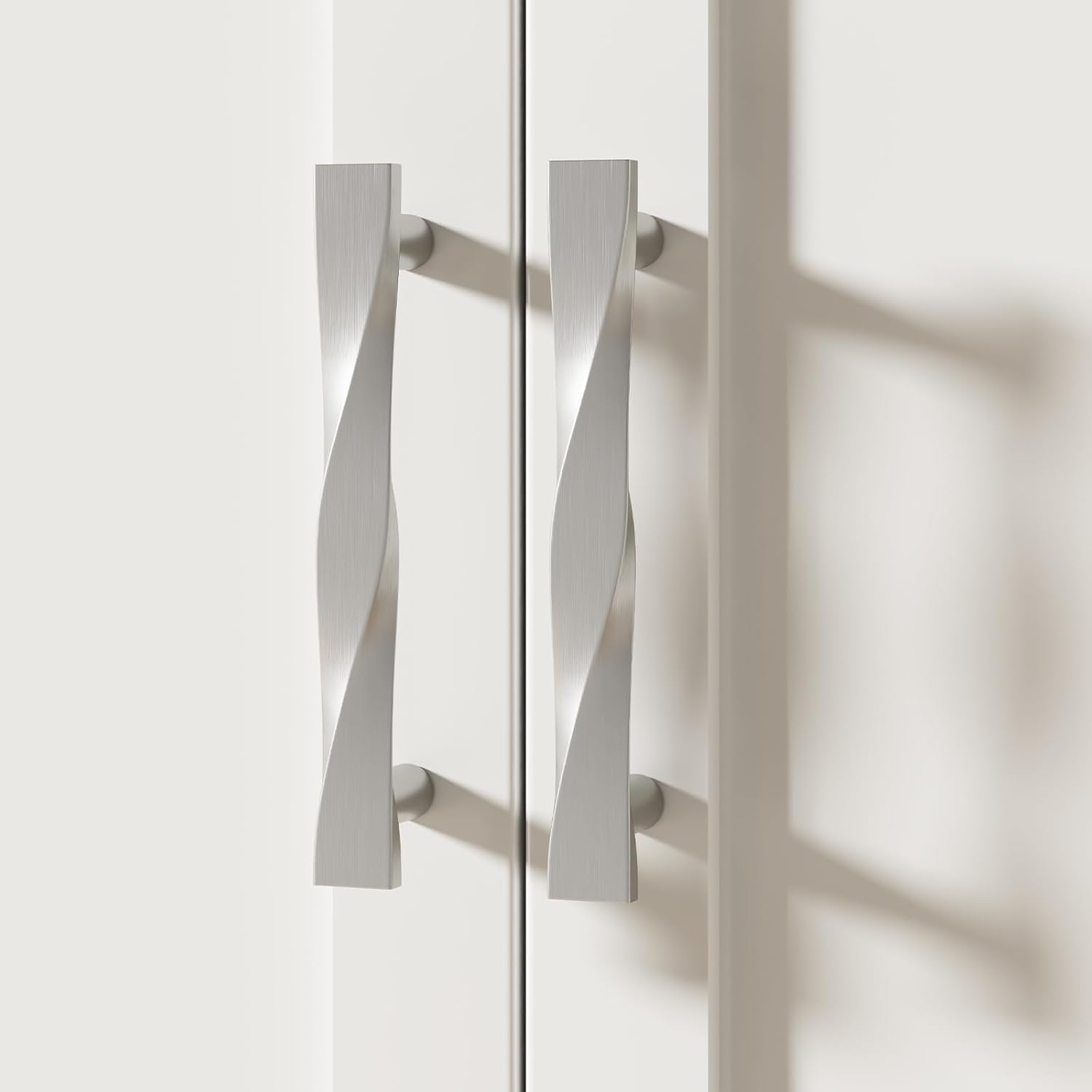Rergy 10 Pack 3-3/4 Inch Brushed Nickel Cabinet Pulls Solid Heavy Duty Zinc Alloy Kitchen Handles Silver Cabinet Handles Dresser Drawer Pulls Modern Hardware for Bedroom,Cupboard,Dresser