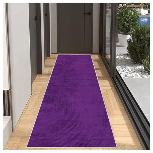 BORKOY Tapis de Couloir Long 40x120cm Uni Violet Antidérapant Lavable Tapis Cuisine Devant Evier Tapis de Passage pour Cuisine Salon Chambre Entrée...