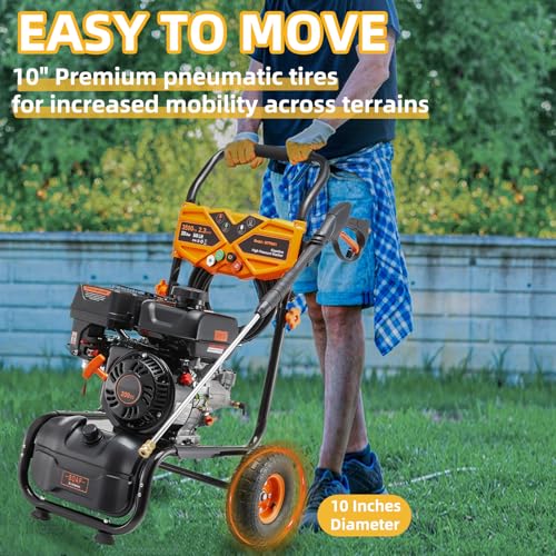 AACULPET Gas Pressure Washer, 3500PSI 2.3GPM Gas Power Washer W/25FT Hose, 4 Quick-Connect Nozzles, Onboard Soap Tank, Portable Water Pressure Washers for Cars/Fences/Driveways/Homes/Patios/Furniture thumbnail 6