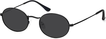 Classic Small Oval Sunglasses for Women Men Retro Metal Frame