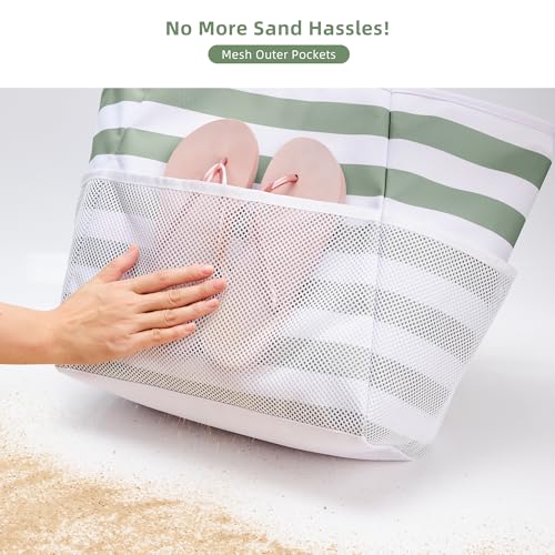 Image of KALIDI Beach Tote Bag Women Large Waterproof Sandproof Shoulder Handbag Packable Grocery Bag Hobo Purse for Picnic Vacation