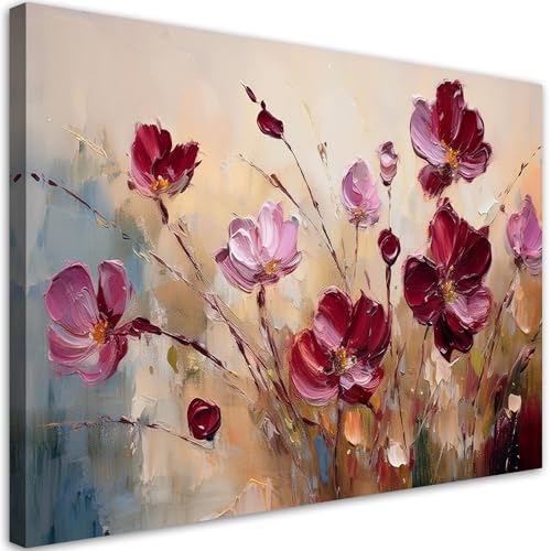 Feeby Bild auf Leinwand - Wandbilder Wohnzimmer Aesthetic - Rote Mohnblumen gemalt - 60x40 1tlg - Schlafzimmer Wandekoration - Bilder Zimmer - Living Room - Deko Wandbilder - Moderne Bild Feeby Bild auf Leinwand - Wandbilder Wohnzimmer Aesthetic - Rote Mohnblumen gemalt - 60x40 1tlg - Schlafzimmer Wandekoration - Bilder Zimmer - Living Room - Deko Wandbilder - Moderne Bild
