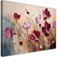 Quadro Feeby Fiori Bianchi E Marroni – Stampa Su Tela 100x50 Cm, Moderno, Per Camera E Soggiorno