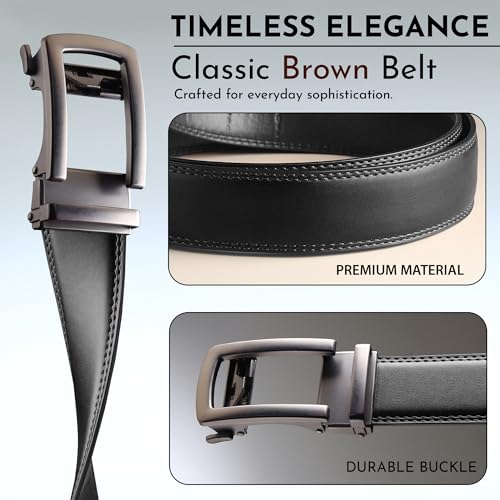Image of Men's Vegan Leather Belt for Men, Formal /Casual,Autolock| Fit on up to 38 Inches Waist size