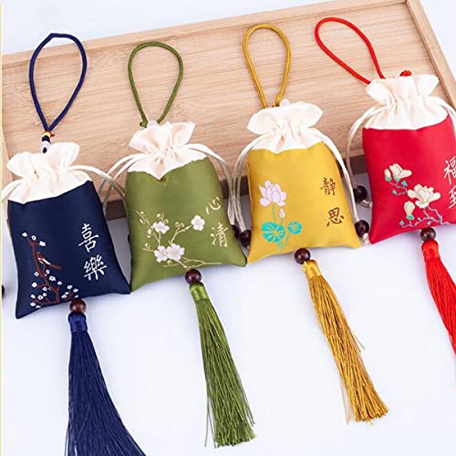 10 bolsas chinas de brocado con cordón para joyas miniatura 6