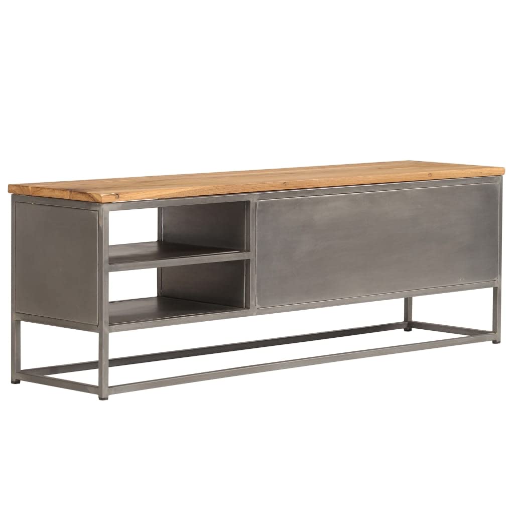vidaXL TV-Schrank TV-Ständer TV-Einheit Media Center Entertainment Center HiFi Schrank Lowboard mit 1 Schrank Stabiler Stahl Recyceltes Teakholz