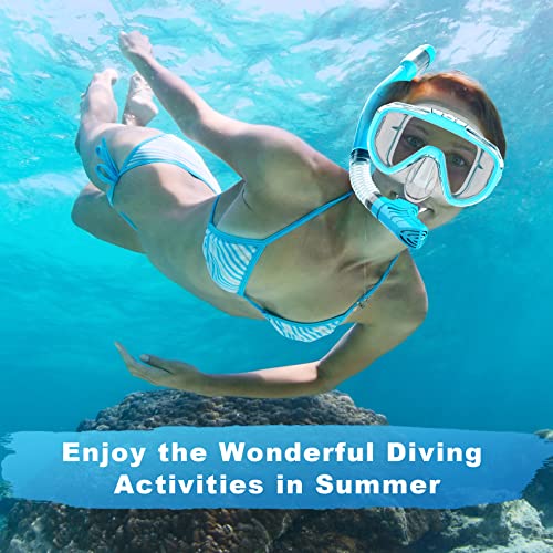 Zipoute Snorkel Snorkel Set, Dry Top Snorkeling Gear For Adults, Panoramic Anti-Leak And Anti-Fog Tempered Glass Lens, Adults Adjustable Snorkeling Set, Scuba Diving Swimming Training Snorkel Kit #TOP5