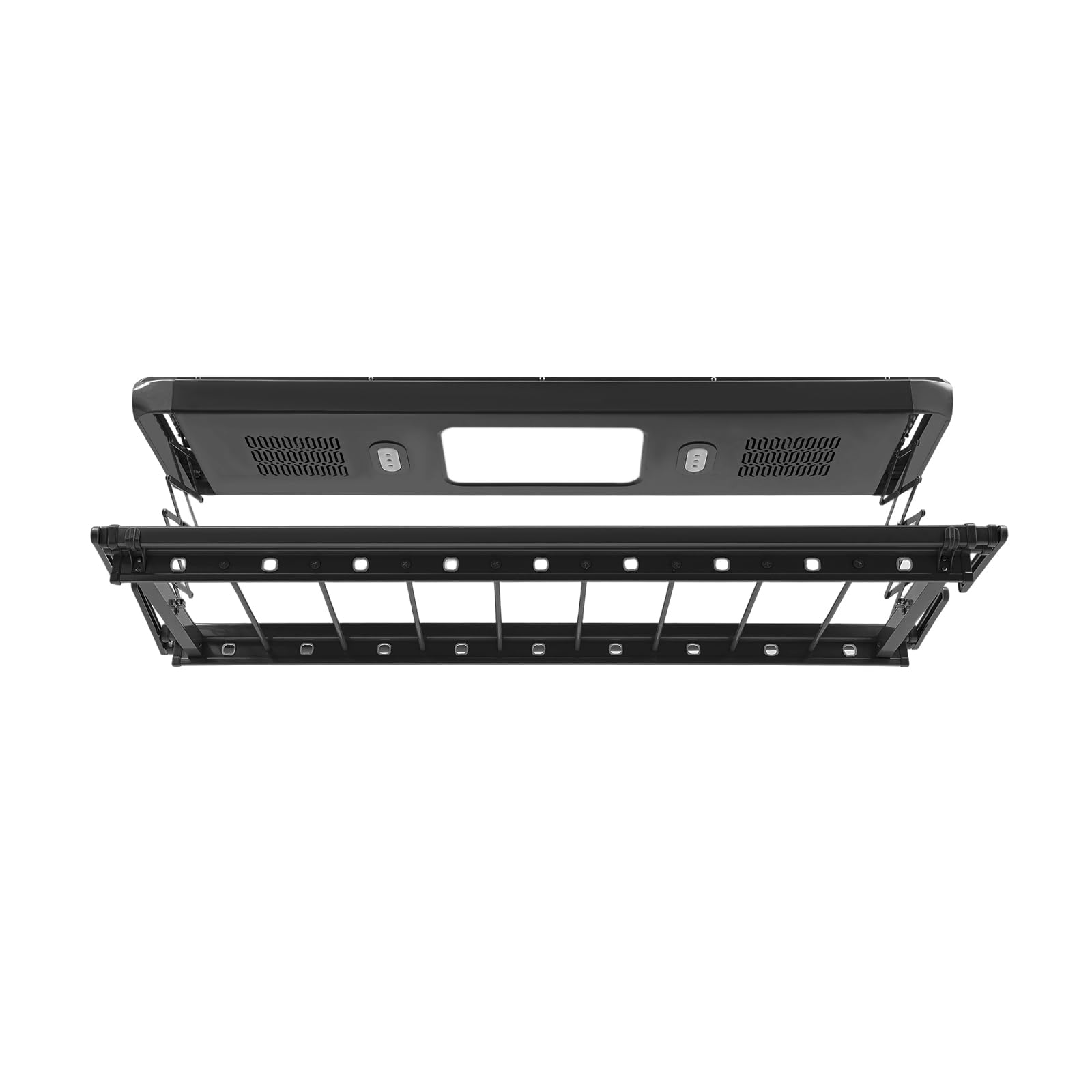 Tendedero eléctrico con ventilador y mando a distancia, tendedero de pared y techo con luz LED de aluminio y acero al carbono (negro)