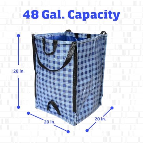Image of DURASACK Heavy Duty Home and Yard Bags, Gingham Blue