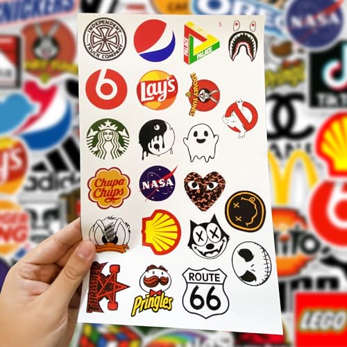 Kit Cartela com 100 Adesivos de Marcas Famosas e Personagens Animados