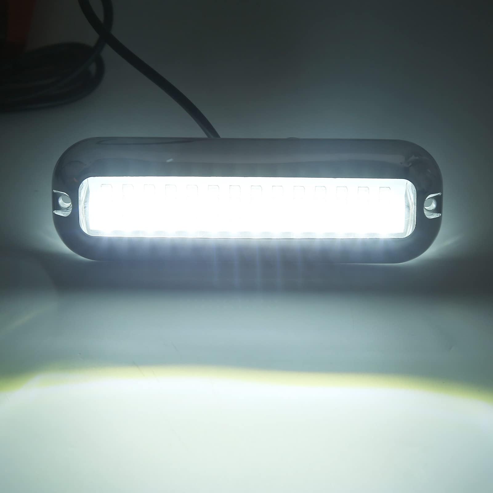 2Pcs 42 1500LM 10-30V 3.5W LED Marine Ambientelicht IP68 Wasserdichtes Unterwasserlicht Hecklicht Deckslicht 120° Weitwinkel Licht,Yacht Marine Abflussstopfen Lichter (Weiße