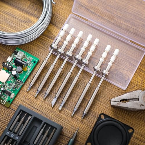 Image of Zonon 7 Pcs Ts100 Soldering Iron Tips Replacement Mini Stainless Steel Pencil Soldering Iron Tips Portable Micro Solder Pen for Ts100 Soldering Iron Power Tool Solder Pen Tool Soldering Accessories