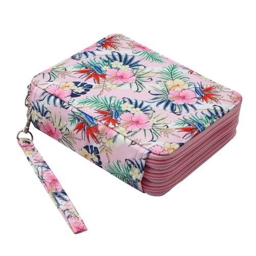 Image of Portable Colored 72 Slots Pencil case Organizer with Printing Pattern for Watercolor Pens, Pencil Case Organizer for Artist