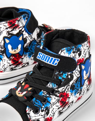 Sonic The Hedgehog Boys High-Top Trainers with Hook and Loop Strap | Shadow The Hedgehog Kids Black Blue Red Grafik Footwear3