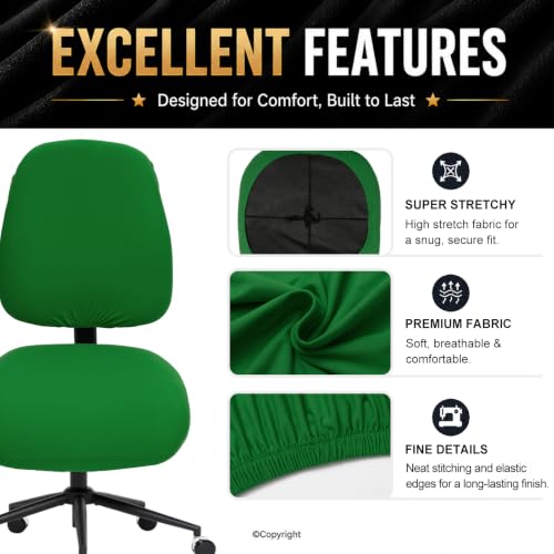 Image of Super Stretchable Desk Office Chair Seat Covers - Universal Spandex Computer Chair Slipcover - 180GSM Washable Rotating Backrest Coverings & Cushion Protectors for Dogs, Cats, Pets