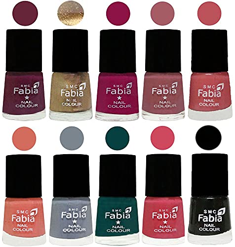 Image of ALL IN ONE (PACK OF 10), Long Lasting Glossy Nail Polish, 6 ml Each, All Vibrant Colours,01908