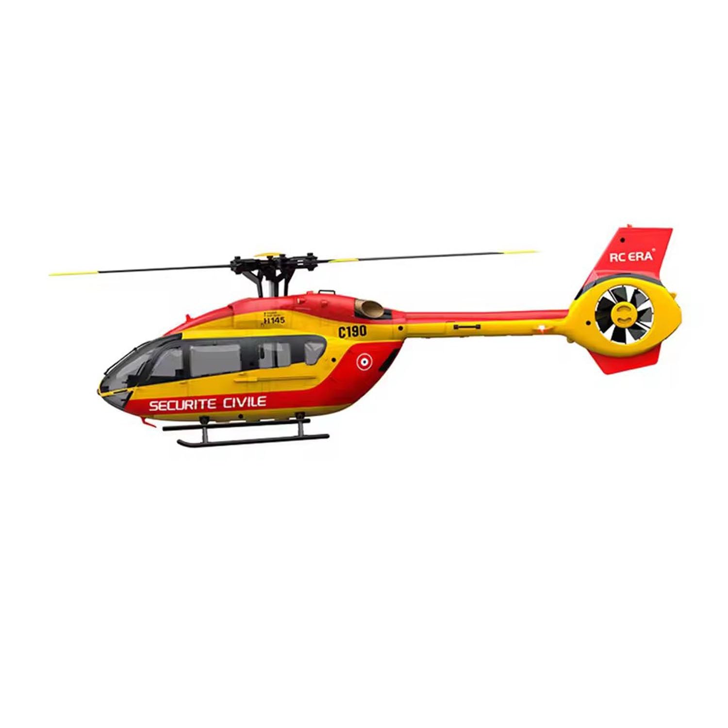 1/30 RC Era 6Ch ferngesteuerter Hubschrauber C190 Dual Brushless Motors RTF-Modell Flugzeug H145 flugzeugloser luftgeführter Heckrotor Hobby-Modell (rot und gelb)