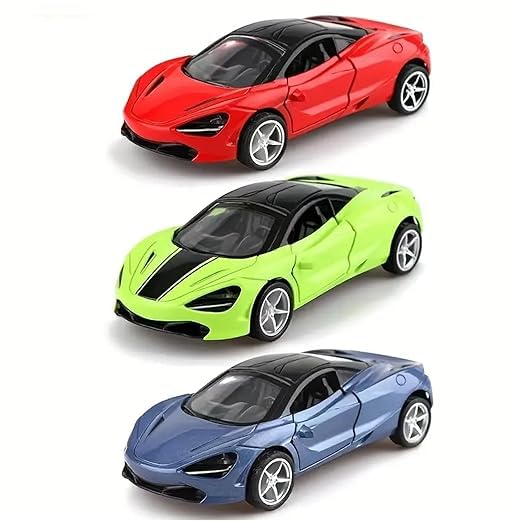Image of SHAKTISM Die-Cast Metal Car Toy -1:36 Scale, Opening Doors, Pull Back Function, Collectible Toy, Racing Car for Kids Birthday Gift for Boys Girls (Green McLaran Diecast)