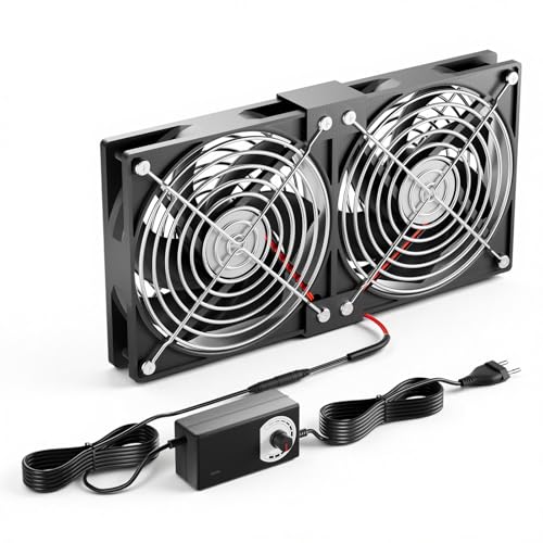 Ventilador de carcasa de 240 mm, 12 V, velocidad del viento ajustable, AC 220 V – 240 V, 2750 RPM, para PC, portátil, TV, radio, router, ventilador doble
