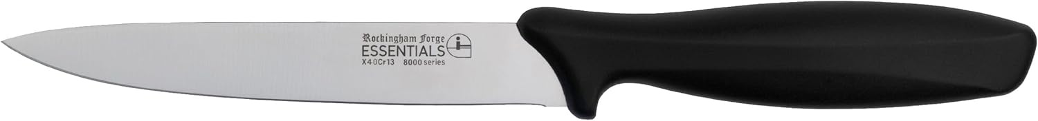 Rockingham Forge Essentials 8007 Range Lightweight Stainless Steel 8” Bread Knife with Black Handle, Individually Carded