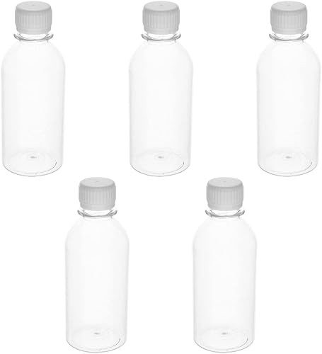 Miniatura 2 de Aicosineg 5 botellas de plástico de 6.8 fl oz de reactivo químico de laboratorio, botellas de almacenamiento de boca pequeña de 6.76 onzas,