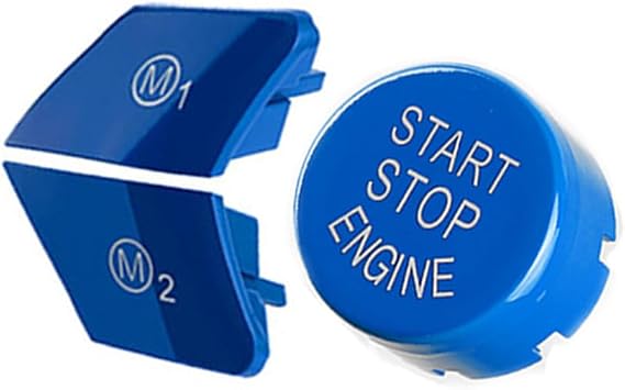 Blue Car Steering Wheel M1 M2 Mode Button & Start Engine Switch Button for BMW M3 M4 M5 M6 X5M X6M F10 F15 F16 F30 F34 F36 M Sport