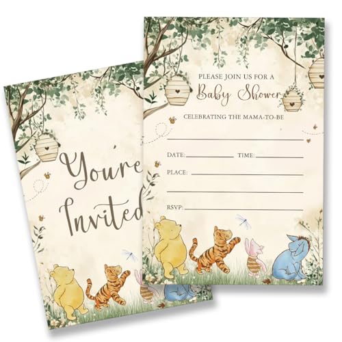 QZJ Pooh Bear Baby Shower Invitations Supplies...
