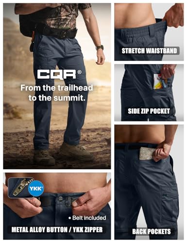Image of CQR Men's Convertible Cargo Tactical Pants, Water Resistant Outdoor Hiking Pants, Zip Off Lightweight Stretch Work Pants