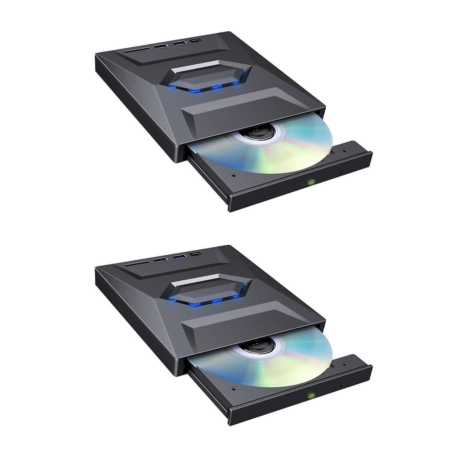 SakerPlus 7-in-1 External USB DVD Drive & Blu-ray Player, USB 3.0/Type-C Portable BD/DVD/CD Burner Reader Writer with USB Hub, SD/TF Card Reader, 6X Blu-ray Optical Drive for Laptop/Desktop (1-Pack) — view 9