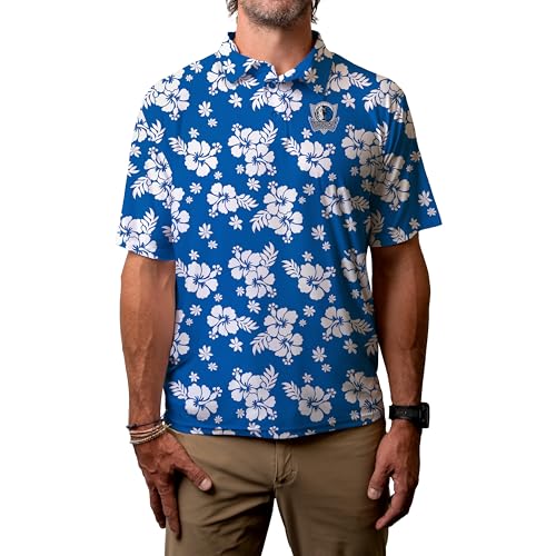 Dallas Mavericks NBA Officially Licensed Short Sleeve Performance Polo Floral, Medium Team Color